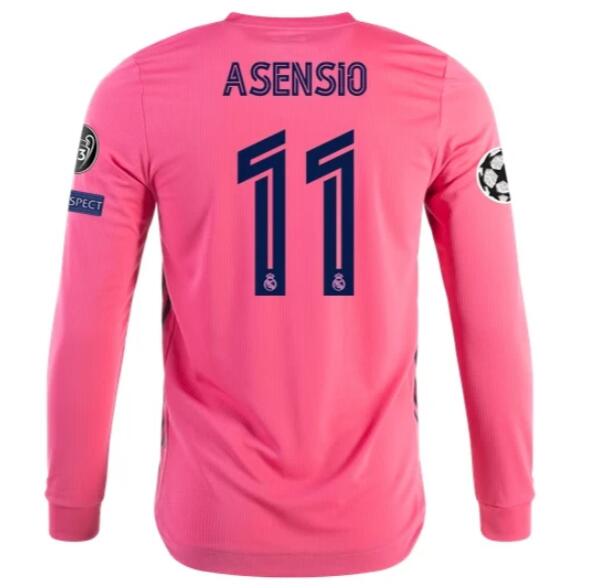 Real Madrid Long Sleeve Away Kit Soccer Jersey MARCO ASENSIO #11 2020/21